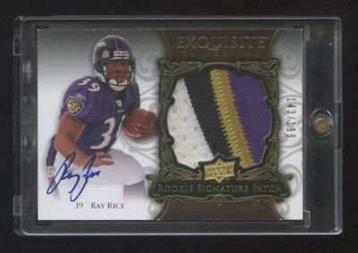 2008 EXQUISITE RAY RICE RPA RC AUTOGRAPH 5 COLOR PATCH #ED 143/199 - Image 1 of 2