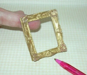 Miniature Elegant Gold Resin Frame #18: DOLLHOUSE Miniatures 1:12 Scale - Picture 1 of 2