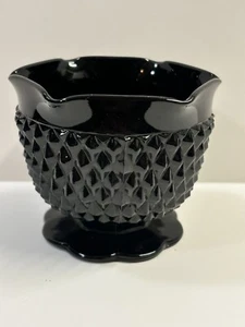 Vintage Tiara Indiana Glass Candle Holders Black Cameo Diamond Point - Picture 1 of 3
