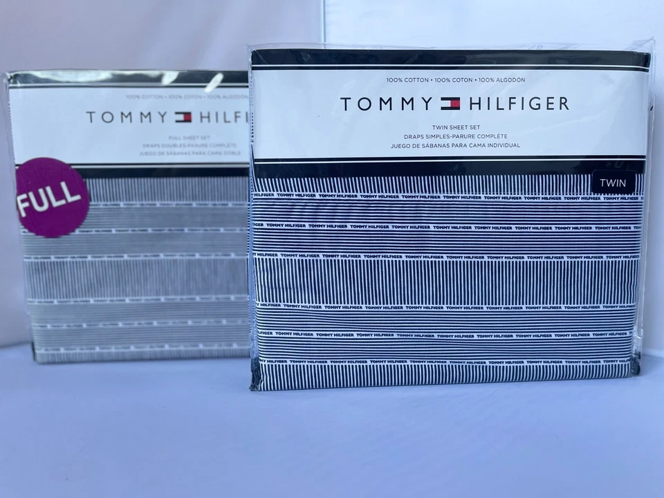 Tommy Hilfiger Medevl Blue Ithaca Stripe Play TWIN OR FULL  Sheet Set - Image 1 of 4