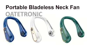 Portable Bladeless Neck Fan/USB Rechargeable Lithium/5 Speeds/Digital Display - Picture 1 of 14