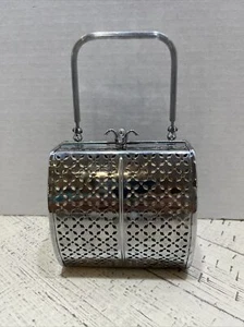 Vintage 1960’s Mini Evening Bag Purse Top Handle Stainless Steel Made In Japan - Picture 1 of 8