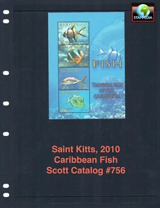1/3 off $7.50 Scott Value - 2010 ST KITTS Fish s/s Caribbean CV MNH NH UMM - Picture 1 of 4