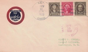 1932 Key, Ohio Cancel on Cover with Armistice Day Cachet to Washington, DC - DPO - Picture 1 of 1