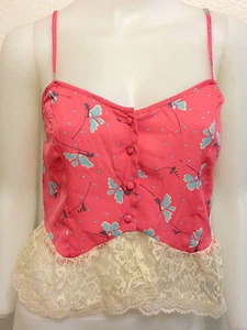 NUEVA CAMISETA SIN MANGAS O'NEILL SATINADA ROSA FLOR ENCAJE FLORAL MOD URBANA BOHO PEQUEÑA - Imagen 1 de 8