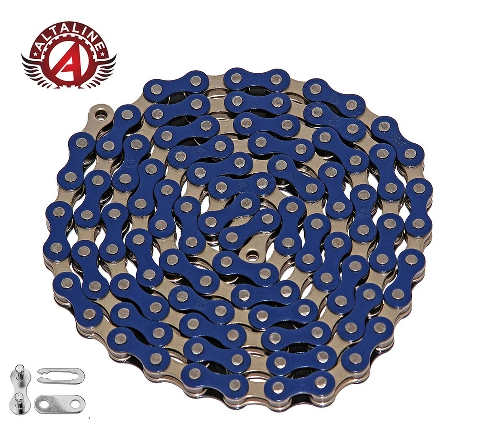 2TONE BLUE SINGLE SPEED BIKE CHAIN OLD SCHOOL BMX VINTAGE SCHWINN CRUISER FIXIE. - Image 1 of 1