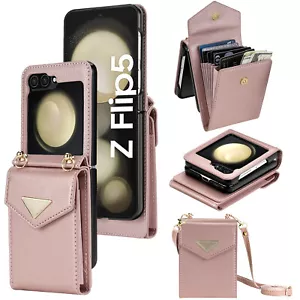 Für Samsung Galaxy Z Flip 6 5 4 3 Crossbody Card Wallet Case Leder Handy Hülle - Bild 1 von 21