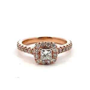 Neil Lane 14K Rose Gold Princess Diamond Halo engagement Ring Size 5.25+ J141 - Picture 1 of 10