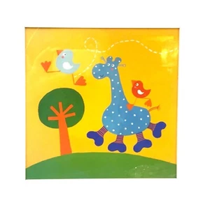 Vintage gerahmter Kunstdruck 1999 IKEA Fantasi Barnslig 12 x 12 Giraffe und Vögel - Bild 1 von 4
