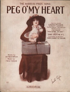 Peg O' My Heart 1913 Laurette Taylor PRIZE Song Bryan and Fisher Sheet Music! - Picture 1 of 1