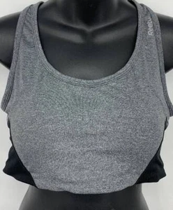Reebok Womens Sports Bra Active Gray Black Racerback Large Racer Back EUC - Picture 1 of 7