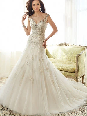 Vestido de novia Sophia Tolli Y11555 "Caracara" talla 10 champán Foto 1 de 4