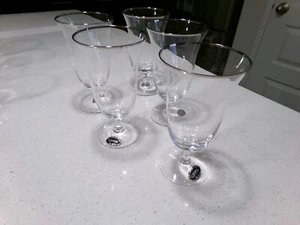 LENOX MAYWOOD PLATINUM LOT OF 5 ICED TEA GLASSES GOBLETS - Picture 1 of 4