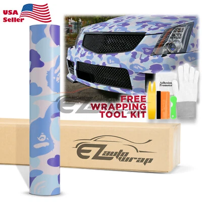 Premium Camuflaje Camuflaje Mono Azul Coche Vinilo Envoltura Adhesivo Calcomanía Hoja Película Hágalo Usted Mismo Foto 1 de 4