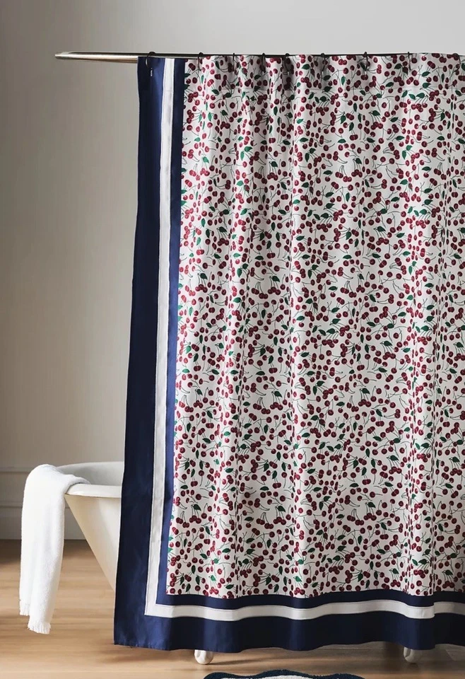 NUEVO CON ETIQUETAS Maeve by Anthropologie Cereza Algodón Cortina de Ducha 72" Cuadrada NUEVO Foto 1 de 2