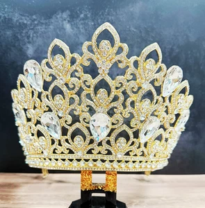 Gold Comb Crown, Bridal Crown, Wedding Hair Jewelry, Homecoming Prom Crown - Picture 1 of 9