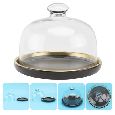  Cake Covers and Containers Dessert Tray with Lid Stand Glass Dome - Image 1 of 4