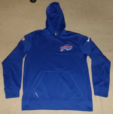 ESTILO RARO Azul NIKE THERMA-FIT Auténtico BUFFALO BILLS Sobre el Campo CAPUCHA/Chaqueta M Foto 1 de 4