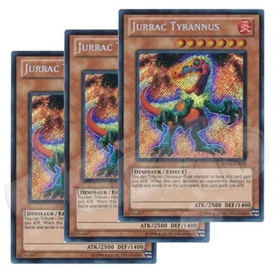 Yugioh - Jurrac Tyrannus x 3 - Secret Rare NM - Free Holographic Card - Picture 1 of 1