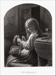 Kranzwinderin. Originaler Stahlstich, gestochen von Payne um 1850 - Picture 1 of 2