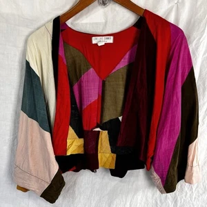 Billabong X Love Like Summer Crop Open Patchwork Cardigan Jacket Capelet Small S - Picture 1 of 24
