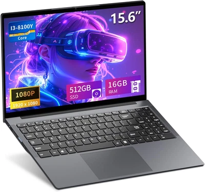 Portatile PC 15,6 Pollici Core I3-8100Y, Notebook 16GB RAM 512GB SSD, Laptop FHD - Immagine 1 di 4