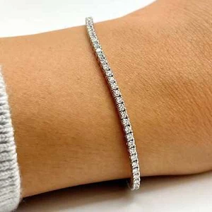 Brazalete de tenis de diamantes de 2 quilates, oro de 14 quilates cultivado en laboratorio, brazalete de eternidad de diamantes - 7" - Imagen 1 de 10