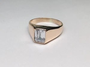Lab Aquamarine In Copper Handmade Signet Perfect Ring With Calming Properties - Picture 1 of 4