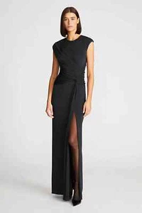New $575 Halston Giovanna Jersey Twisted Gown in Black Size 12 - Picture 1 of 8
