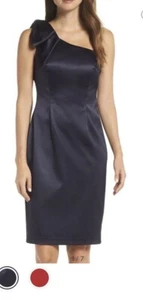 ELIZA J DRESS/NEW WITH TAG/RETAIL$199/SIZE 12/LENGTH 39"/LINED/NAVY/SATIN/ - Picture 1 of 3