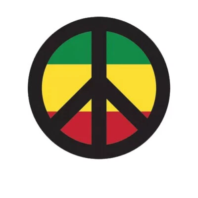 Rundes Friedenssymbol mit Rasta Farben Aufkleber - Bild 1 von 3