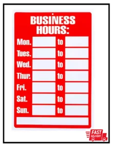 Business Hours Sign for Glass Door, Hours of Operation, Store Hours for Retail - Picture 1 of 2