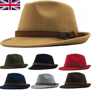 Fedora Hats Women Ladies Vintage Large Felt Trilby Fedora Jazz Wide Brim Hat Cap - Picture 1 of 17