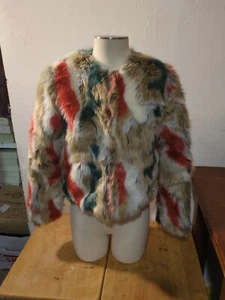 Hot & Delicious Womens Faux Fur Fully Lined Two Pocket Cropped Jacket Size Small - Picture 1 of 15