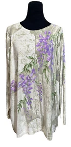 MARINA RINALDI Italy Cream Cotton Rayon Floral Sweater Plus 29, 20W U.S. - Picture 1 of 7