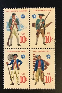 US Stamp 1565-68, 1975, MNG, Bicent Military, Set of 4, ATTN: No Gum, Config: B - Picture 1 of 5
