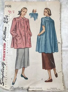 vintage Simplicity pattern 2436 Vintage Maternity Smock in two Lengths Sz 12 - Picture 1 of 5