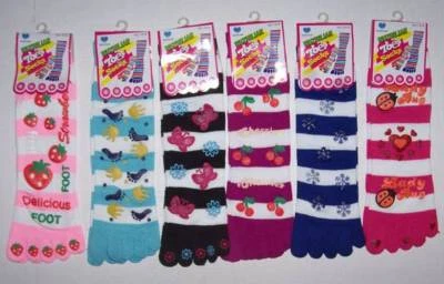 GIRLS or WOMENS TOE SOCKS - CHOOSE FROM 4 STYLES Snowflake, Strawberry, Cherries - Image 1 of 4