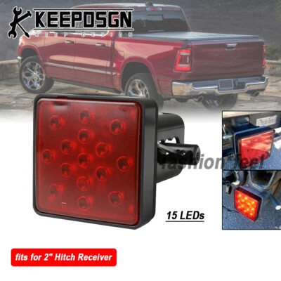 Truck SUV Trailer 2'' Tow Hitch Light Red Cover Brake DRL Reverse for RAM JEEP - Image 1 of 4