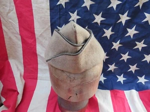 WWII US USAAF Army Officer's Woollen Serge OD Garrison Hat Cap, Size 7 1/4 - Picture 1 of 12