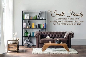 ¡Pegatinas de pared de cotización de arte de pared apellido familiar con raíces de árbol!!¡! - Imagen 1 de 2