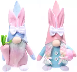 2PCS Easter Gnomes Decorations Plush Faceless Bunny Swedish Tomte Rabbit Elf Gif - Picture 1 of 12