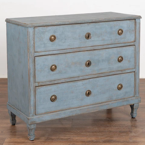 Blue Painted Small Chest of Three Drawers, Sweden circa 1860-80 Cover