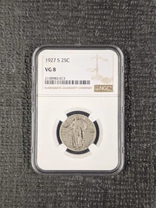 1927 S VG 8 Standing Liberty Quarter Key Date NGC Nice Original 25c Piece - Picture 1 of 5