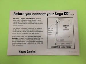 Sega CD Konsole Anleitungseinsatz "Before You Connect Your Sega CD..." - Bild 1 von 2