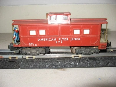 1956-57 AF 977 Tuscan Caboose Operating Rubber Man American Flyer S-Gauge AFL.14 - Image 1 of 4