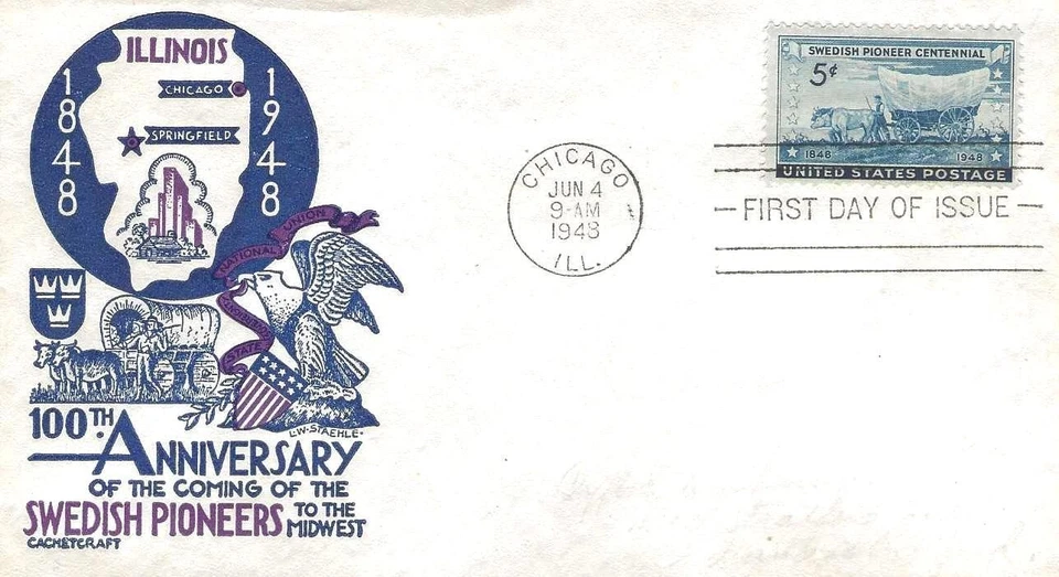 Swedish Pioneers #958 FDC CC/Staehle Cachet M5172 Foto 1 de 1