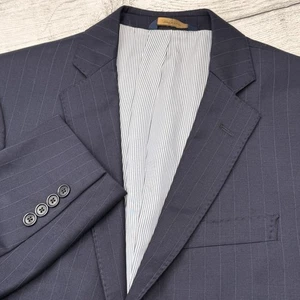 Brooks Brothers Explorer Regent Fit Suit Blazer 38S Mens Blue Wool Chalk Stripe - Picture 1 of 6