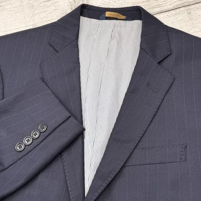 Brooks Brothers Explorer Regent Fit Suit Blazer 38S Mens Blue Wool Chalk Stripe - Image 1 of 4