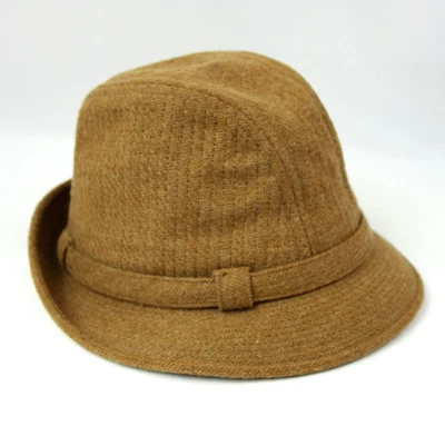 Chapéu Trilby Trioleano Vintage Stetson Masculino Lã Tweed Fedora Marrom Anos 70 - Imagem 1 de 4